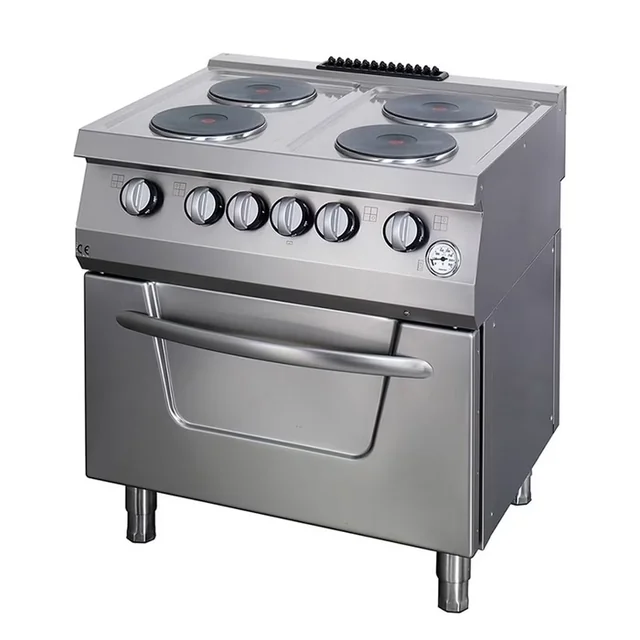 Cozinha elétrica profissional para serviços pesados ​​16kW - 4 Queimadores mais forno elétrico