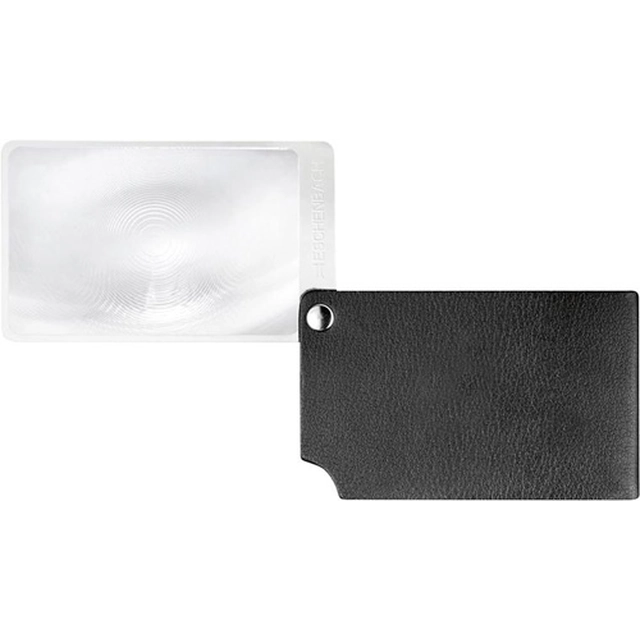 Credit card size magnifier, black visoPOCKET 2.5x, ESCHENBACH leather pouch
