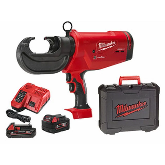 Crimpatrice per cavi senza fili Milwaukee M18 HCCT109/42-522C 18 V | 109 kN | Senza spazzole in carbonio | Batteria 2 Ah + batteria 5 Ah + caricabatteria | In una valigia