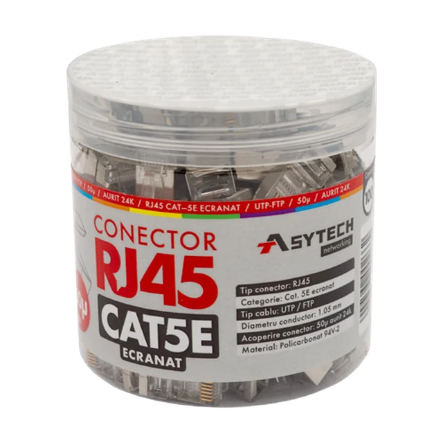 Csatlakozó RJ-45 FTP Cat.5e, árnyékolt, 50u (100 pc) RJ45M-CAT5E-50U-JAR