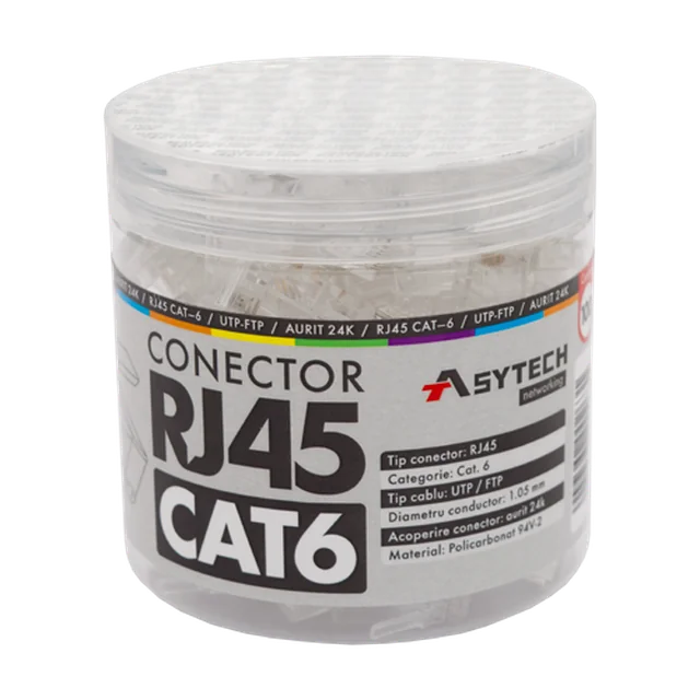 Csatlakozó RJ-45 UTP Cat.6 (100 pc) RJ45-CAT6-JAR