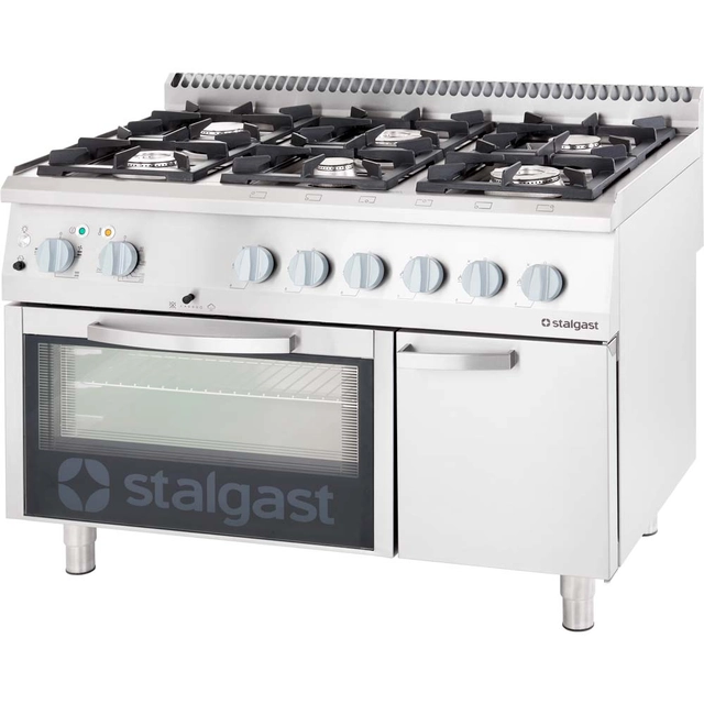 Cucina a gas 6 dimensioni bruciatore. 1200x700x850 con forno elettrico 32,5+7 kW (statico) - G20