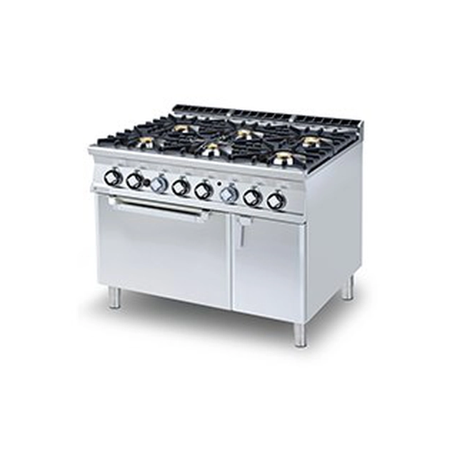 Cucina a gas con forno elettrico.