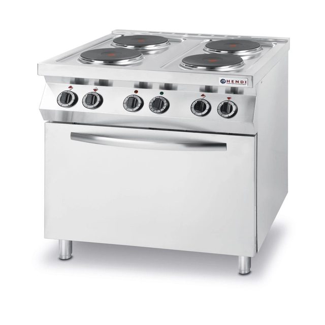 Cucina elettrica 4 piani cottura con forno ventilato GN1/1 Linea Cucina - Hendi 225936