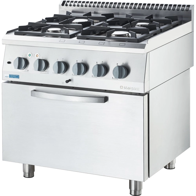 Cuisine à gaz écologique avec four 4-Pal 14+6.5 kW Gaz en bouteille Stalgast 9713730