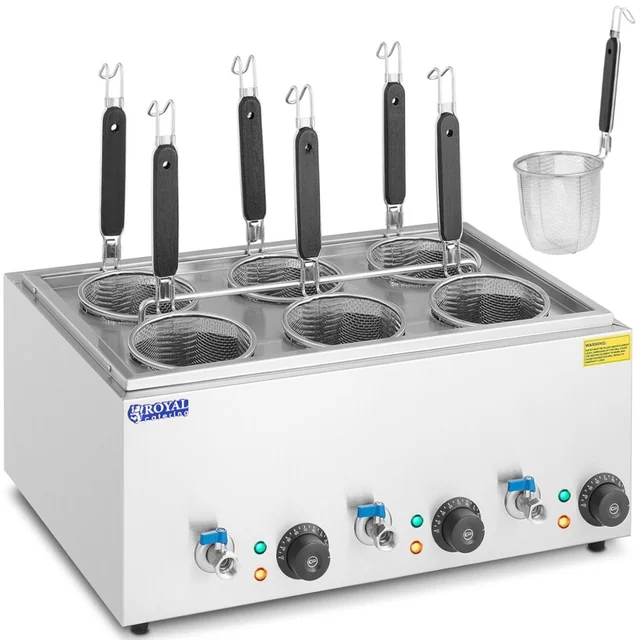 Cuocipasta - cuocipasta con rubinetti 6 cestelli 3 x 6,5 l 3000 W