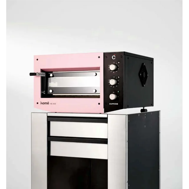 Cuppone Home HE elektrische pizzaoven 400 | eenkamer | handmatig paneel | 400x400 mm | HE400/1 TM/FP | roze