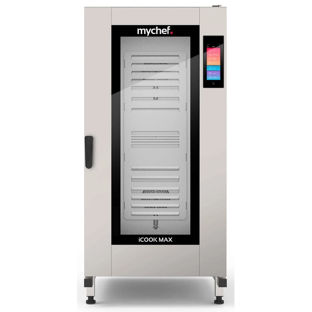 Cuptor combi-abur pe gaz | cu carucior | sistem automat de spalare | 20xGN2/1 | 40 kW | 230 V | Mychef iCook MAX 202G