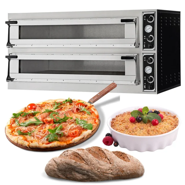 Cuptor pentru pizza extra mare 12x Ø40 Pentru tăvi 60x40 20,4 kW Prismafood Hendi 227350