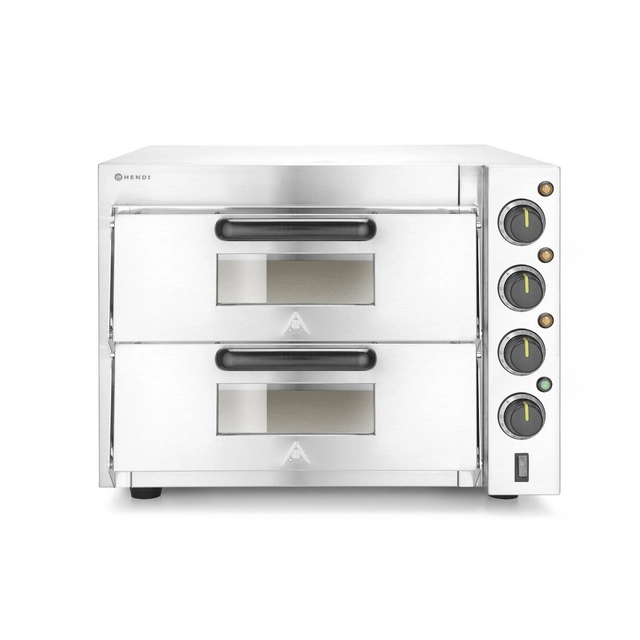 Cuptor pizza 2-komorowy șamotă 3000 W, HENDI, argintiu, 230V/3000W, 580x560x(H)435mm