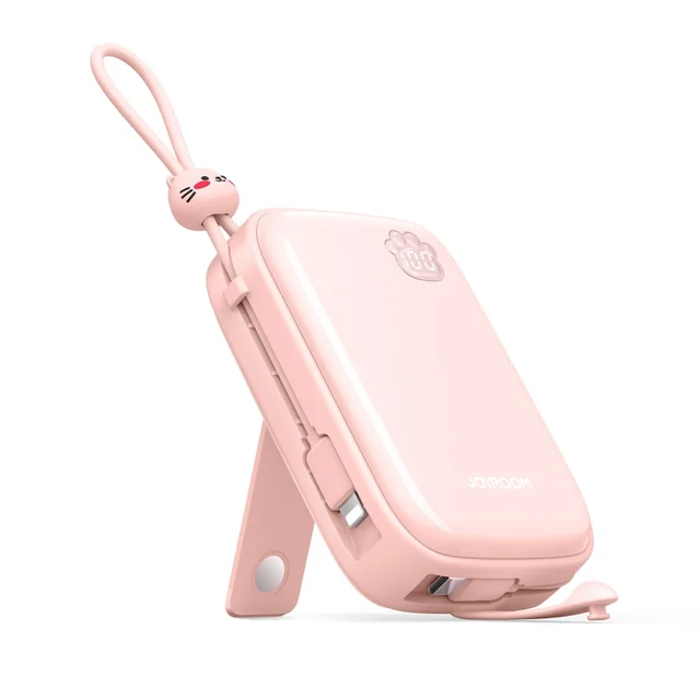 Cutie Series 22.5W 20000mAh Powerbank ar USB-A USB-C statīvu iPhone rozā krāsā