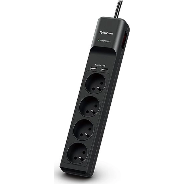 CyberPower surge protection power strip 4 sockets 1.8 m black (P0420SUD0-FR)