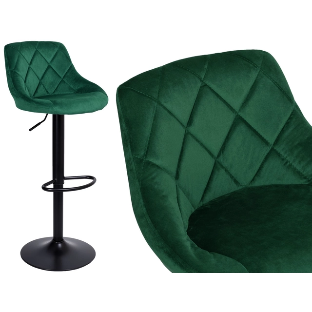 CYDRO BLACK aksominė baro kėdė, tamsiai žalia VELVET