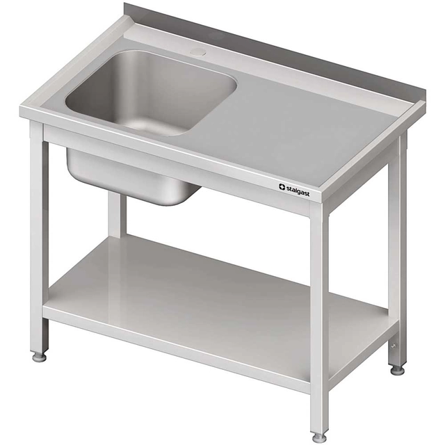 Table with sink 1-kom.(L), with a shelf 1200x700x850 mm welded