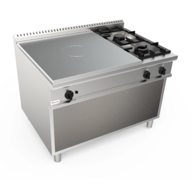 Cooking machine with single hob and 2 gas burners, 24.9 kW, with support