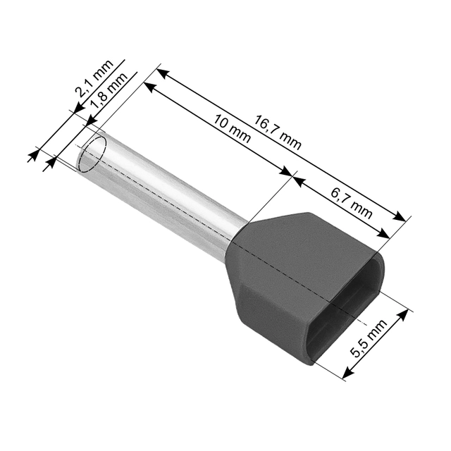 Insulated connector sleeve 2x0,75/10 100 Pcs