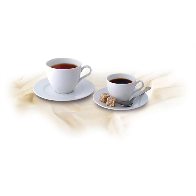 Coffee cup + saucer, ROTBERG, white, 22cl, set of 6, Basic