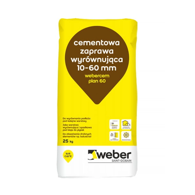 Weber webercem plan leveling mortar 60 cement 25 kg