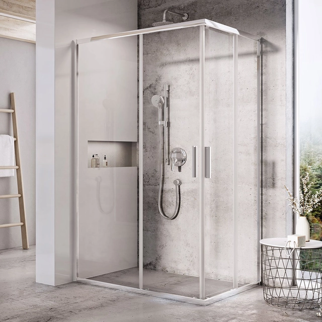 Rectangular shower wall Ravak Blix Slim, BLSRV2K-80, glossy+transparent glass