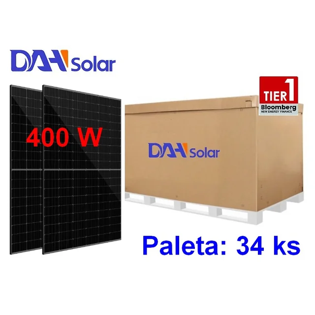 DAH päikeseenergia DHM-54X10/BF/FS(BB)-400W, bifacial paneelid, täisekraan, täismust