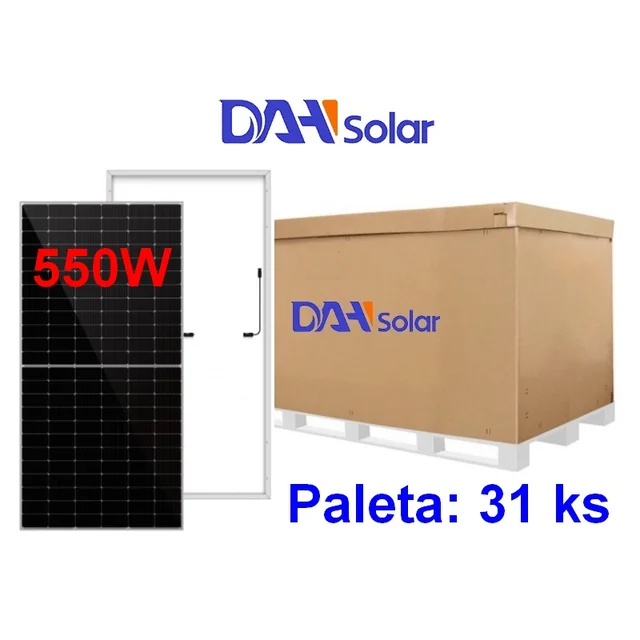 DAH saulės baterijų plokštės DHM-72X10-550W, sidabrinis rėmas