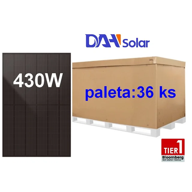 DAH Solar DHN-54X16/DG(BB)-430 W paneelit, ulkonäkö täysin musta, kaksoislasi