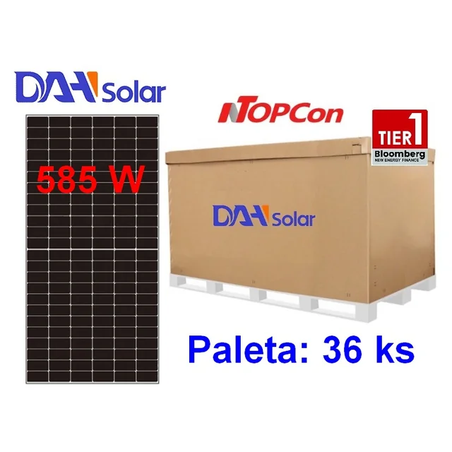 DAH Solar DHN-72X16/DG(BW)-585 W paneler, TopCon, Dobbelt glas