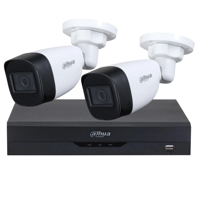 Dahua overvågningssystem 2 udendørskameraer 5MP, DVR XVR 4 kanaler, 5MP