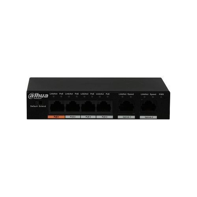 Dahua Switch PFS3006-4ET-60 PoE 4+2 portas, 250m, 30W, Máx. 60W