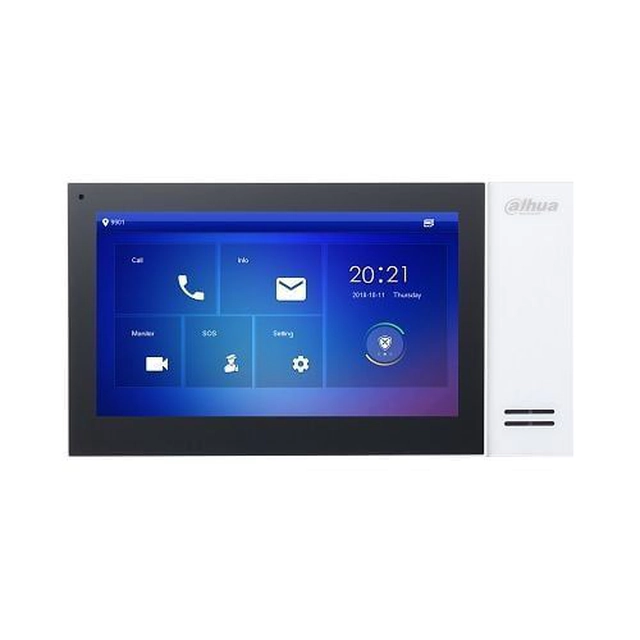 Dahua video intercom monitor VTH2421FW-P, IP touch screen 7 inch 1024x600, IPC surveillance, Bidirectional audio, Alarm 6/1, SD 8GB, PoE, white