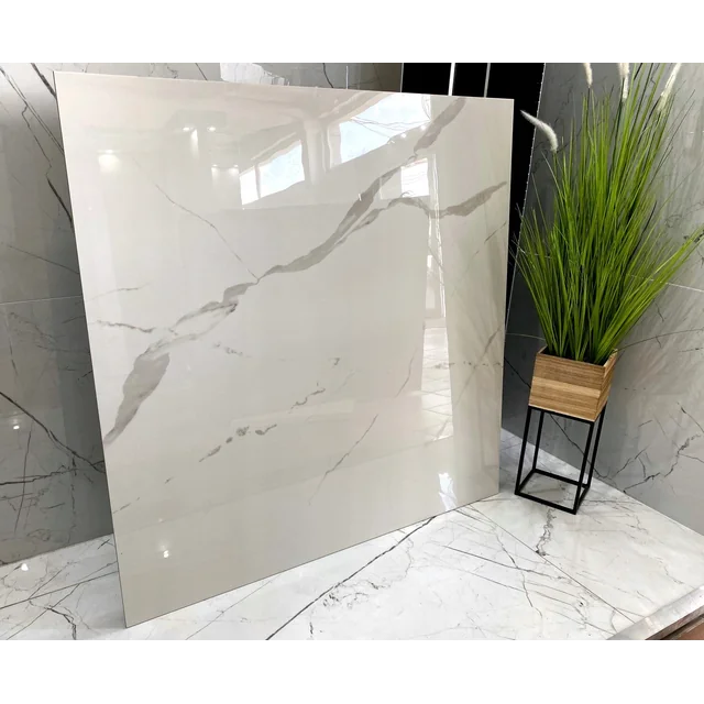 Dale mari, albe, lustruite, gresie BLACK MARBLE 120x120 HIGH GLOSS Ieftin