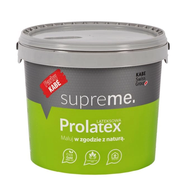 Daļēji spīdīga lateksa krāsa sienām un griestiem KABE PROLATEX SUPREME 5L BASE A