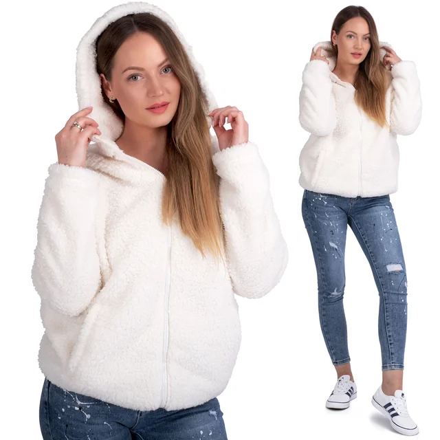 Damen Sherpa Hoodie Ecru L