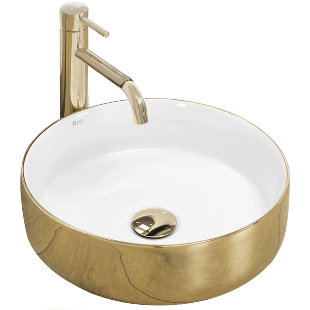 Das Aufsatzwaschbecken aus Keramik SAMI GOLD / WHITE