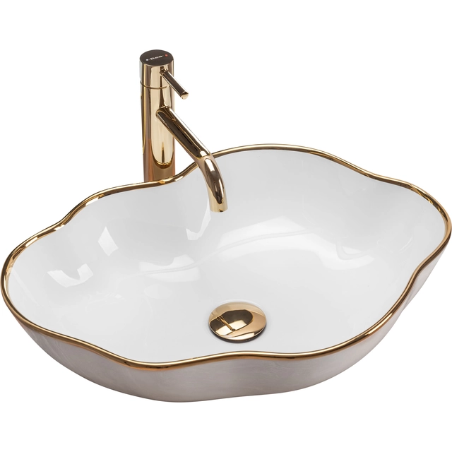 Das Aufsatzwaschbecken Rea Pearl Gold Edge