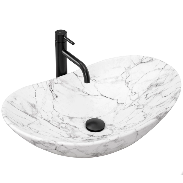 Das Aufsatzwaschbecken Rea Royal Statuario Marble Matt