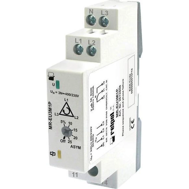 Relpol Phase sequence, loss and asymmetry monitoring relay 1P 5A 230/400V MR-EU3M1P (2612868)