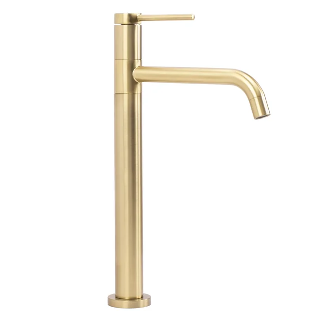 REA LUGANO SLIM Washbasin Faucet, Brushed Gold, High