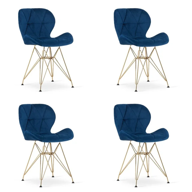 NEST chair - grant velvet / golden legs x 4