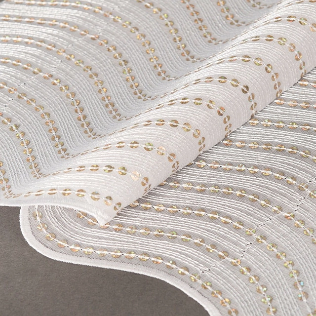 Embroidered curtain with only the bottom, height 280cm, col.white with gold sequins ESTERA 034149