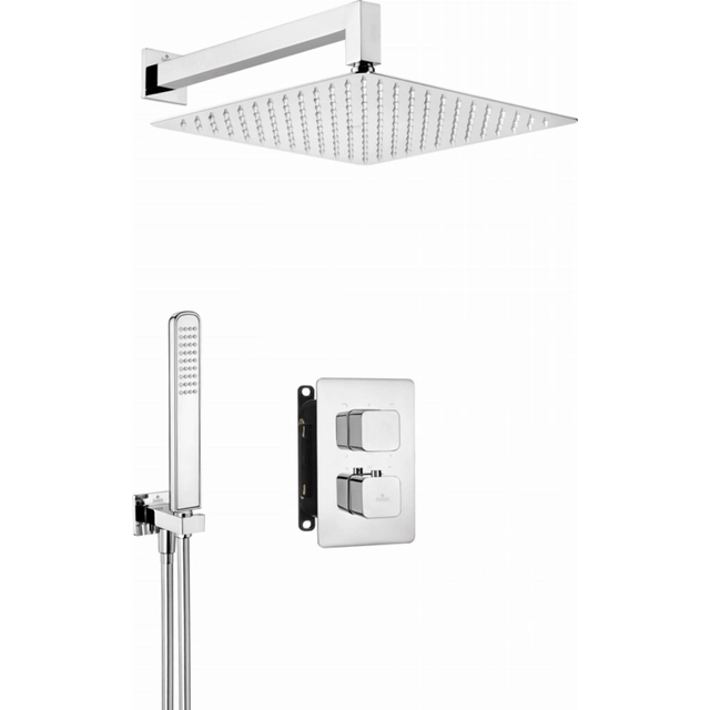 Deante Box Set with a rounded thermostatic flush-mounted box