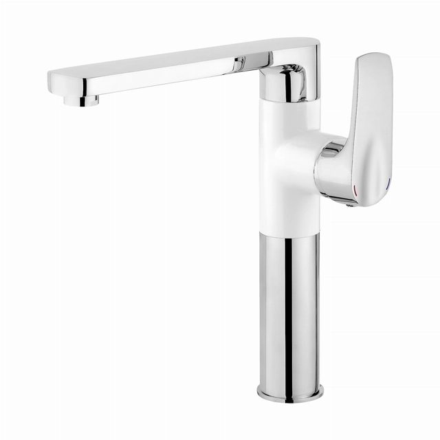 Deante Gardenia standing sink faucet with a rectangular spout - chrome/white BEG W630 - Additionally 5% DISCOUNT on the code DEANTE5