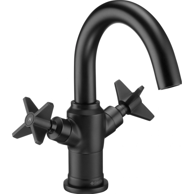 Deante Temisto Nero washbasin faucet with a black click-clack plug