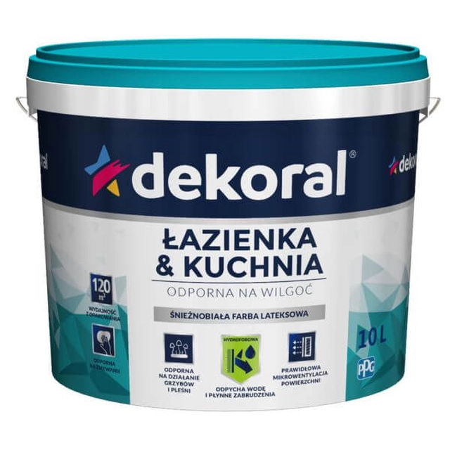 Decoral Maleinak Plus latexfärg för kök &amp; badrum vit 10l