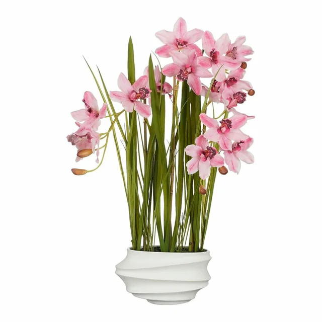 Decoratieve plant Mica Decoraties Cymbidium Polyester Orchidee 81 x 49 x 40 cm Kunstmatig