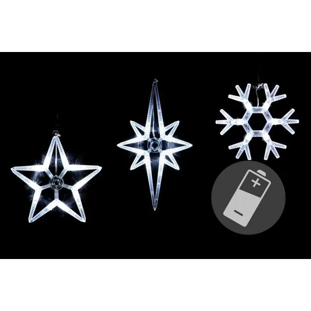 Décoration de fenêtre de Noël - 3 pcs., LED