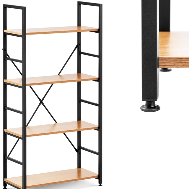 Decorative bookshelf with steel frame, industrial loft max. 150 kg 4 SHELVES