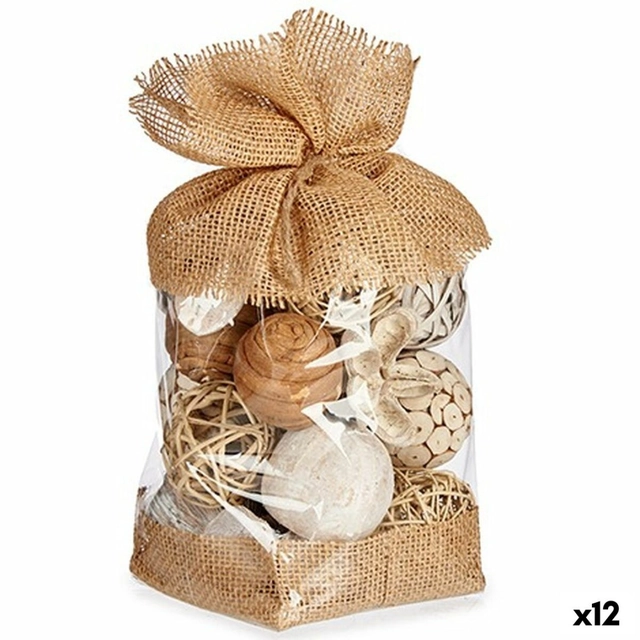 Decorative Sphere White Brown 13 x 29 x 13 cm (12 Pieces)