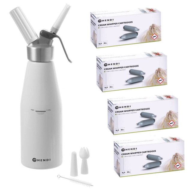 Decoratore Sifone Professionale per Panna Montata 1L + cartucce 200 N2O Hendi 588376