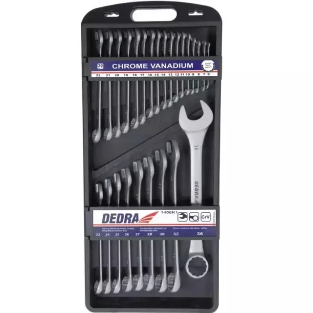 DEDRA OPEN-END WRENCH SET 1406K1 26 SZT.CRVPŁAS-OCZK.6-28,30,32,36MM CASSETTE